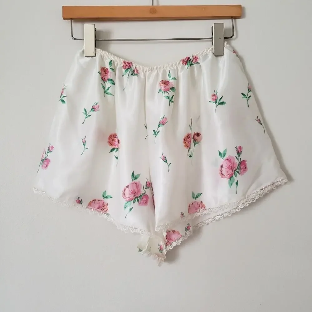 Vintage Antique Rose Lingerie Sleep Set Tank & Shorts Various Sizes